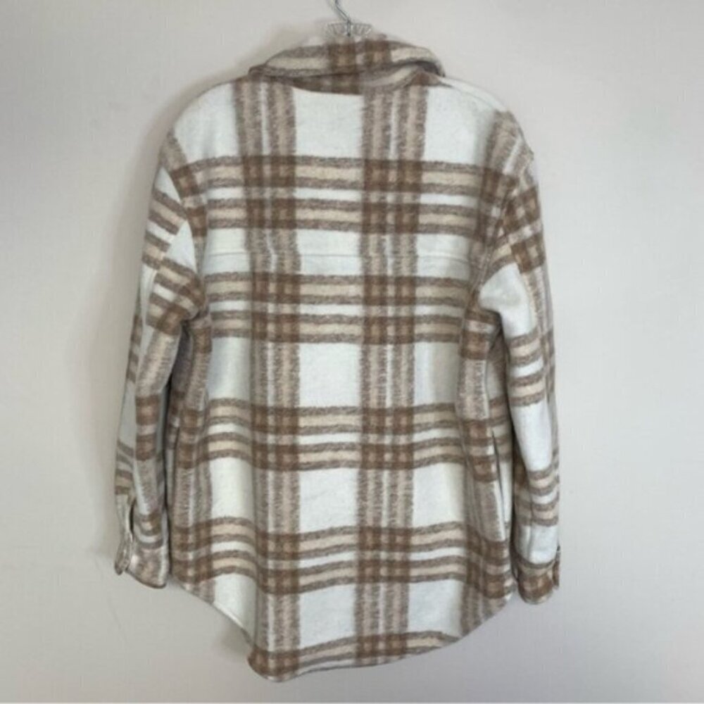 Joie Plaid Oversized Fleece Shacket Jacket Cotton Polyester Blend - Picture 4 of 13